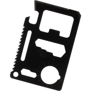11-in-1 Survival Pocket Tool Card Size Stainless Steel Wallet Multitool Black